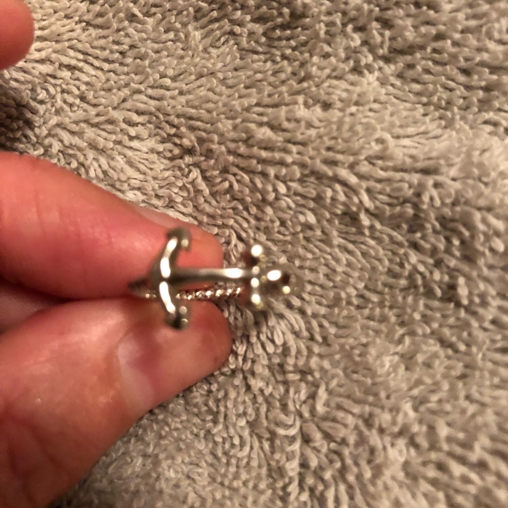 Sterling Anchor rope ring. Size 5.